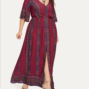 Long Flower Print Dress